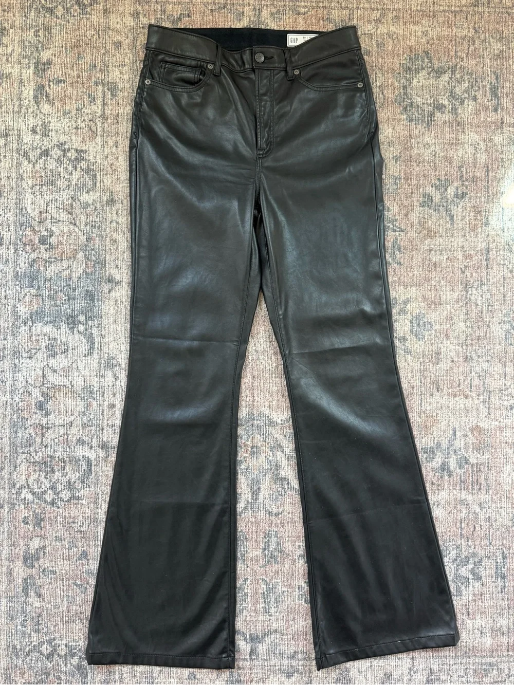 Gap High Rise Vegan Leather 70s Flare Pant Long